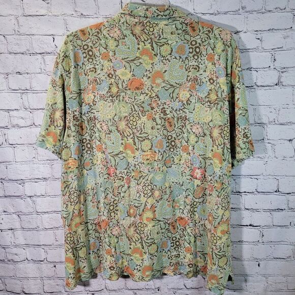 Daniel Cremieux Collection, Green Floral Polo, Cotton, Size XL - Picture 2 of 5